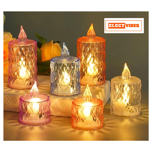 ELECTVIBES Flameless & Smokeless Crystal LED Tealight Candles – Multicolor Lights for Diwali, Christmas & Home Décor(PACK OF 1) - Image 13