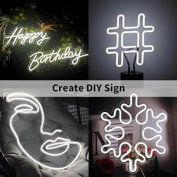 ElectVibes White Neon Light Strip with 5-Meter 600 LEDs and 12V Adapter – Ideal for Wall Decorations, Parties, Celebrations, Bars, and Custom Neon Displays - Image 8
