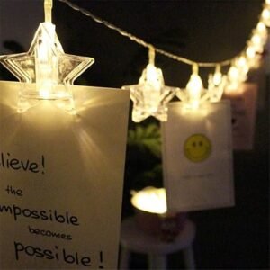 ElectVibes Star Photo Clips Plug in String Light for Home Decoration (14 Clips,Warm White)