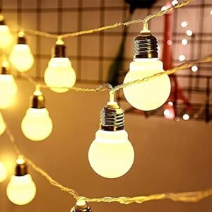 ElectVibes Frosted Bulb Led String Light 16 Led 3 Meter Warm White Fairy String Light for Decoration Light Plug-in (Warm White)(Plastic) 3 Meters