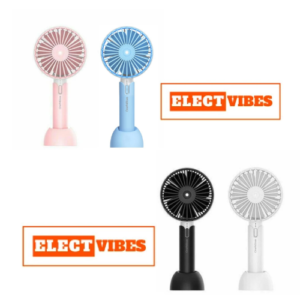 ELECTVIBES High Speed Portable Hand Fan, 4800 RPM, 1200mAh USB Rechargeable Battery, Up to 6H Runtime,3 Speed Modes for Travel, Office & Makeup, Blue ,Mini Fan, Hand Fan, Small Fan,USB Fan