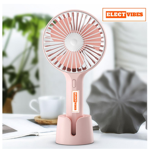 ELECTVIBES Mini Portable Hand Fan Powerful Brushless Motor, 3-Speed Large Blades, Noise-Cancelling, USB (Up to 6Hrs) Avaialble In Assorted Colors - Image 6