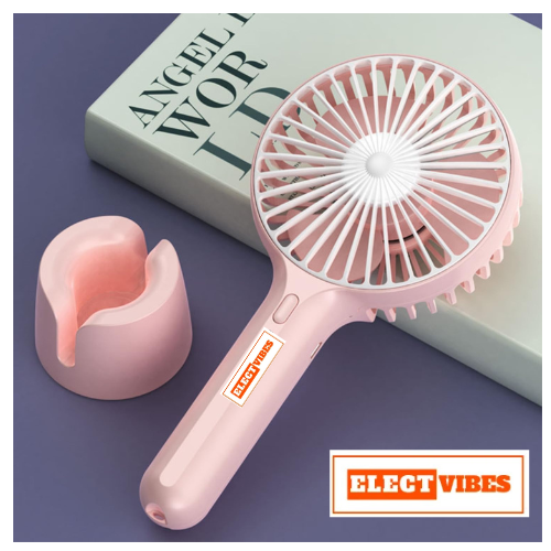 ELECTVIBES Mini Portable Hand Fan Powerful Brushless Motor, 3-Speed Large Blades, Noise-Cancelling, USB (Up to 6Hrs) Avaialble In Assorted Colors - Image 9