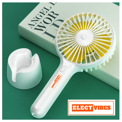 ELECTVIBES Mini Portable Hand Fan Powerful Brushless Motor, 3-Speed Large Blades, Noise-Cancelling, USB (Up to 6Hrs) Avaialble In Assorted Colors - Image 18