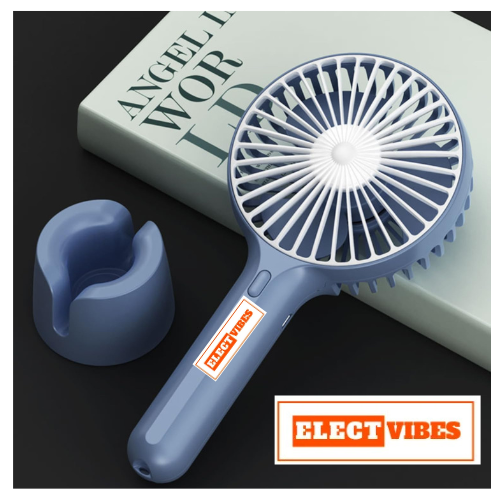 ELECTVIBES Mini Portable Hand Fan Powerful Brushless Motor, 3-Speed Large Blades, Noise-Cancelling, USB (Up to 6Hrs) Avaialble In Assorted Colors - Image 21