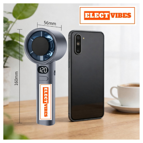 ELECTVIBES Rechargeable Handheld Fan, Portable Mini Fan with 1200mAh Battery, 120 Speed Levels with Long-Press Control, Personal Electric Fan for Travel, Office & Home, AVAILABLE (White,GREY,BLAZE GOLD) - Image 5