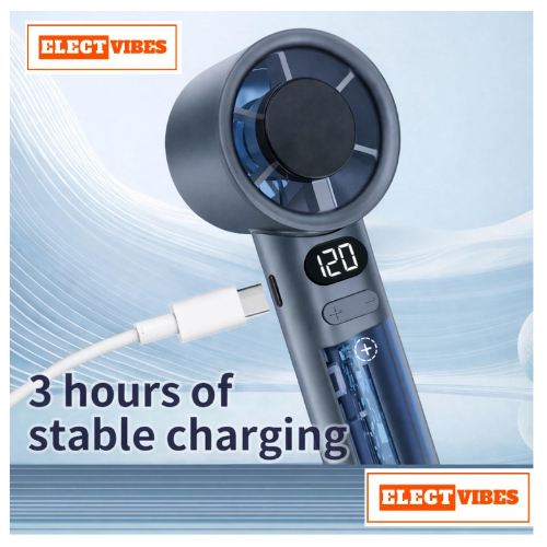 ELECTVIBES Rechargeable Handheld Fan, Portable Mini Fan with 1200mAh Battery, 120 Speed Levels with Long-Press Control, Personal Electric Fan for Travel, Office & Home, AVAILABLE (White,GREY,BLAZE GOLD) - Image 9