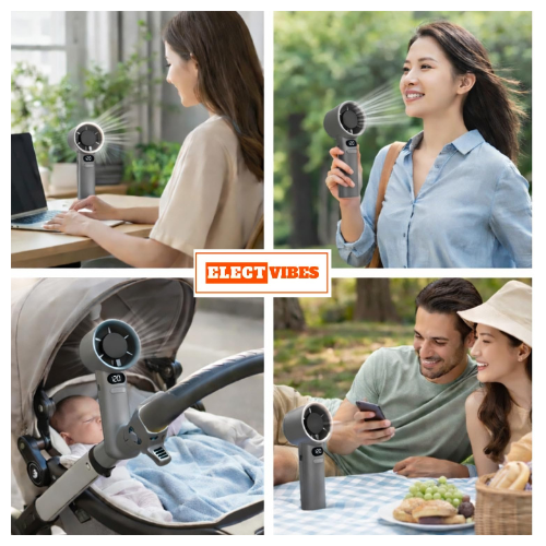 ELECTVIBES Rechargeable Handheld Fan, Portable Mini Fan with 1200mAh Battery, 120 Speed Levels with Long-Press Control, Personal Electric Fan for Travel, Office & Home, AVAILABLE (White,GREY,BLAZE GOLD) - Image 11