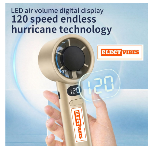 ELECTVIBES Rechargeable Handheld Fan, Portable Mini Fan with 1200mAh Battery, 120 Speed Levels with Long-Press Control, Personal Electric Fan for Travel, Office & Home, AVAILABLE (White,GREY,BLAZE GOLD) - Image 18