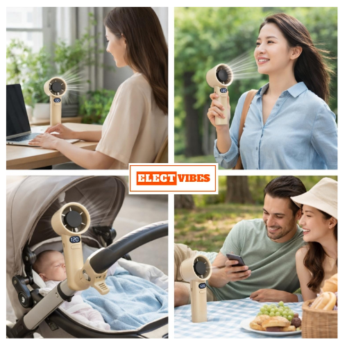 ELECTVIBES Rechargeable Handheld Fan, Portable Mini Fan with 1200mAh Battery, 120 Speed Levels with Long-Press Control, Personal Electric Fan for Travel, Office & Home, AVAILABLE (White,GREY,BLAZE GOLD) - Image 20