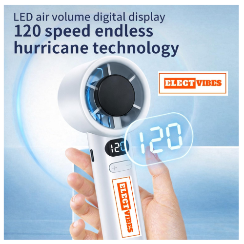 ELECTVIBES Rechargeable Handheld Fan, Portable Mini Fan with 1200mAh Battery, 120 Speed Levels with Long-Press Control, Personal Electric Fan for Travel, Office & Home, AVAILABLE (White,GREY,BLAZE GOLD) - Image 26