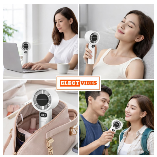 ELECTVIBES Rechargeable Handheld Fan, Portable Mini Fan with 1200mAh Battery, 120 Speed Levels with Long-Press Control, Personal Electric Fan for Travel, Office & Home, AVAILABLE (White,GREY,BLAZE GOLD) - Image 28