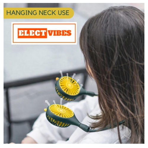 ELECTVIBES Rechargeable Neck Fan (Green) | 1200mAh Battery, USB Powered Hands-Free Hanging Fan | Single Speed Dual Fan | Portable Personal Cooling Fan for Travel, Office & Outdoor Use - Image 19