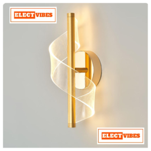 ELECTVIBES Cross Border Minimalist Modern LED Wall Lamp (Gold) | Nordic Style Creative Bedside Light | Ultra Bright 3 Color Modes for Bedroom, Living Room & Aisle Background Wall Fixture