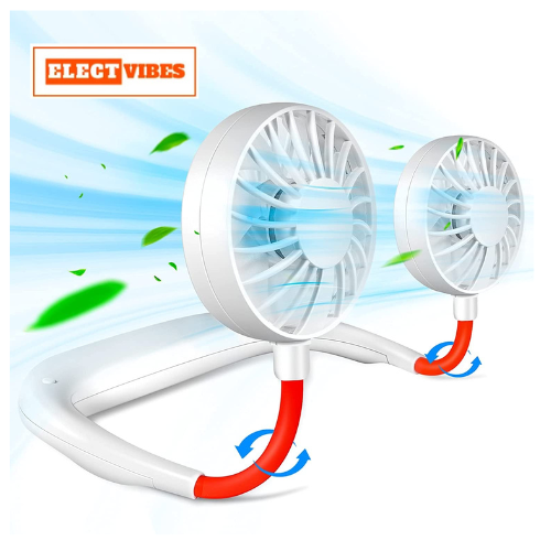 ELECTVIBES Hand Free Mini USB Personal Fan, Rechargeable Mini USB Fan with 360 Degree Free Rotation, 3 Adjustable Speeds Perfect for Sports, Home ,Office, Travel, and Outdoor (Pack of 1) - Image 3