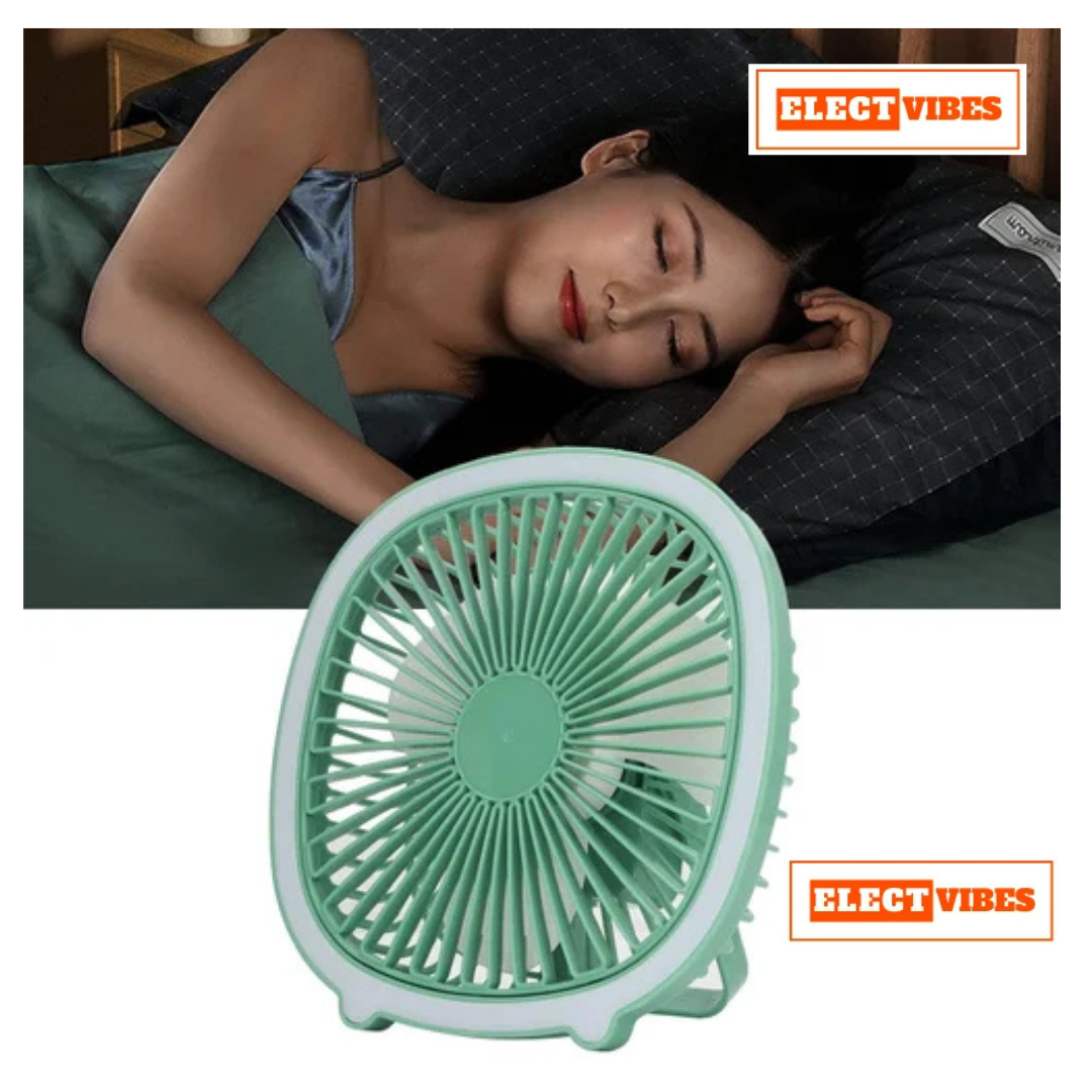 ELECTVIBES Hanging Fan with LED USB Rechargeable, Adjustable Speed, Light for Camping & Travel (Mint Green) - Image 10