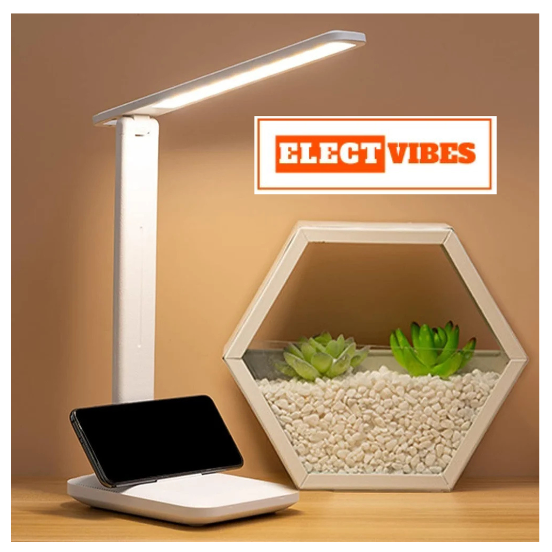 ELECTVIBES Rechargeable LED Desk Lamp – Foldable Study Lamp with 1200mAh Battery, USB Charging, Touch Function, Eye Protection & 3-Level Brightness for Reading, Office & Home Use