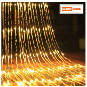 ELECTVIBES Waterfall Curtain with 180 LED, 8 Modes for Home, Wall Decoration Indoor, Outdoor, Garden Decoration String Light (Warm White, 10x10 Feet)