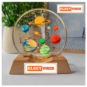ELECTVIBES 3D Acrylic LED Night Light with Planet Design – Warm White Ambient Lighting Decorative Table Lamp with Durable Plastic Base for Bedroom, Living Room, Study, Kids Room, Home Décor & Gifting (PACK OF 1)