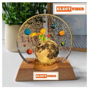 ELECTVIBES 3D Acrylic LED Night Light – Warm White & Moon and Stars Design with Durable Plastic Base, Decorative Table Lamp for Bedroom, Living Room, Kids Room, Study & Home Décor Gifting (PACK OF 1)