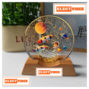 ELECTVIBES 3D Acrylic LED Night Light – Warm White & Colorful Rocket Design with Durable Plastic Base, Decorative Table Lamp for Bedroom, Living Room, Kids Room, Study & Home Décor Gifting (PACK OF 1)