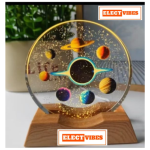 ELECTVIBES 3D Acrylic LED Night Light – Warm White & Space Design with Durable Plastic Base, Decorative Table Lamp for Bedroom, Living Room, Kids Room, Study & Home Décor Gifting (PACK OF 1)