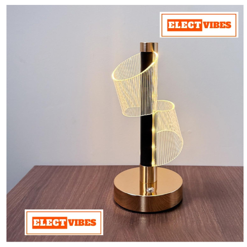 ELECTVIBES Helix Design Modern LED Table Lamp 3 MODES Shade, Type-C Charging, USB RECHARGEBLE ,Gold Base, Decorative Ambient Light TOUCH SENSOR (PACK OF 1) - Image 9