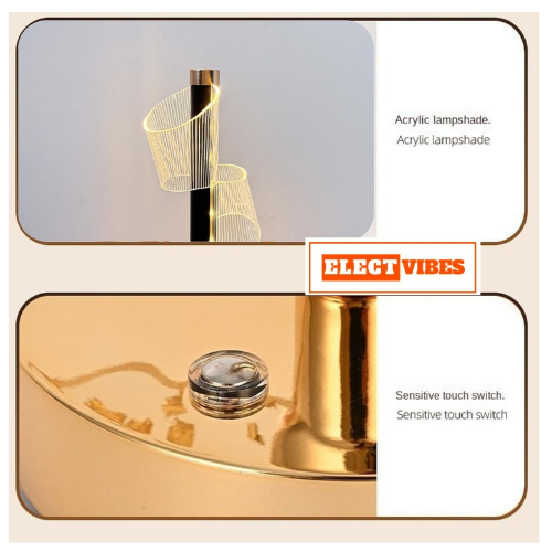 ELECTVIBES Helix Design Modern LED Table Lamp 3 MODES Shade, Type-C Charging, USB RECHARGEBLE ,Gold Base, Decorative Ambient Light TOUCH SENSOR (PACK OF 1) - Image 7