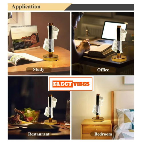 ELECTVIBES Helix Design Modern LED Table Lamp 3 MODES Shade, Type-C Charging, USB RECHARGEBLE ,Gold Base, Decorative Ambient Light TOUCH SENSOR (PACK OF 1) - Image 6