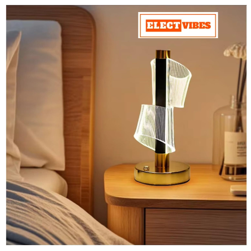 ELECTVIBES Helix Design Modern LED Table Lamp 3 MODES Shade, Type-C Charging, USB RECHARGEBLE ,Gold Base, Decorative Ambient Light TOUCH SENSOR (PACK OF 1) - Image 3