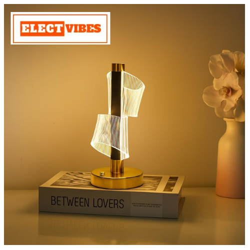 ELECTVIBES Helix Design Modern LED Table Lamp 3 MODES Shade, Type-C Charging, USB RECHARGEBLE ,Gold Base, Decorative Ambient Light TOUCH SENSOR (PACK OF 1) - Image 2