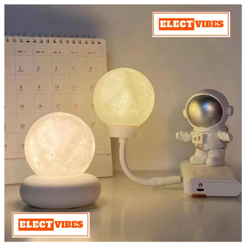 ELECTVIBES 3D Moon Lamp with Warm White Glow USB Plug-in LED Moon Night Light Lamp, Plug-in 3D Moon Night Light Lamp | Warm White LED Moon Lamp for Bedroom, Kids, Baby, Nursery, Bedside & Home Décor (PACK OF 1) - Image 8