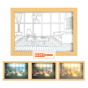 ELECTVIBES 3D LED Painting Wooden Photo Frame – USB Operated Reflecting Light Wall Hanging for Bedroom & Home (Pack of 1)