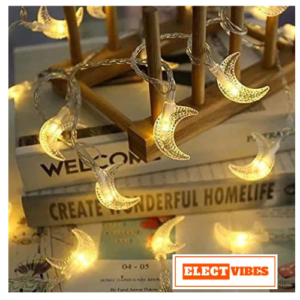 ELECTVIBES Mini Moon String Lights 14 LED, 3 Meter With Heavy Plug-IN – Decorative Waterproof Fairy Lights for Indoor/Outdoor, Garden, Diwali, Christmas, Wedding, Party & Festival Decoration WARM WHITE (Pack of 1)