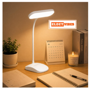 ELECTVIBES SlimGlow Design Rechargeable LED Table Lamp | Adjustable Desk & Study Light | USB Powered Reading Lamp with Stable Base (White) (PACK OF 1)