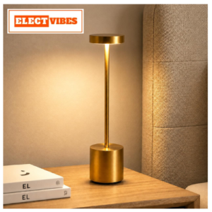 ELECTVIBES Rechargeable Cordless Metal Table Lamp, Touch Control LED Desk Lamp, IP54 Waterproof Portable Night Light for Bedroom, Living Room, Restaurant, Café, Patio & Outdoor Use (PACK OF 1)