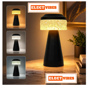 ELECTVIBES Acrylic Touch Control Desk Lamp | 3 Color Modes (Warm, White, Neutral) | Dimmable USB Rechargeable Table Lamp with 1200mAh Battery for Bedroom, Study & Home Décor (PACK OF 1)