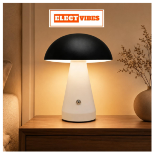 ELECTVIBES Mushroom Table Lamp | Touch Control Dimmable Desk Lamp with Warm Light | USB Rechargeable Modern Bedside Lamp for Bedroom & Living Room (PACK OF 1)