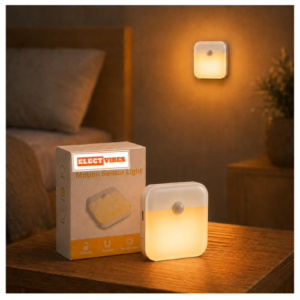 ELECTVIBES Rechargeable Motion Sensor Light  Warm White LED Night Lamp with Auto On/Off, 600mAh Battery, USB Charging Light for Bedroom, Wardrobe, Stairs & Cabinet (Pack of 1)