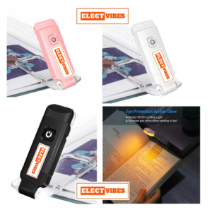 ELECTVIBES Book Lamp for Students, USB Rechargeable LED Study Light, 3 Brightness & Color Modes, Clip-On, Portable & Eye-Friendly (White)(PACK OF 1)