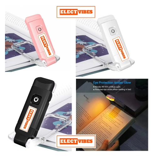 ELECTVIBES Book Lamp for Students, USB Rechargeable LED Study Light, 3 Brightness & Color Modes, Clip-On, Portable & Eye-Friendly (White)(PACK OF 1)