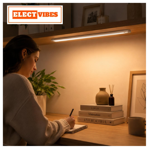 ELECTVIBES 40CM Rechargeable Motion Sensor LED Light – Wireless Under Cabinet Light with 3 Color Modes, 1200mAh Battery, Dimmable Stick-On Lamp for Kitchen, Wardrobe & Bedroom, White Plastic (PACK OF 1) - Image 5