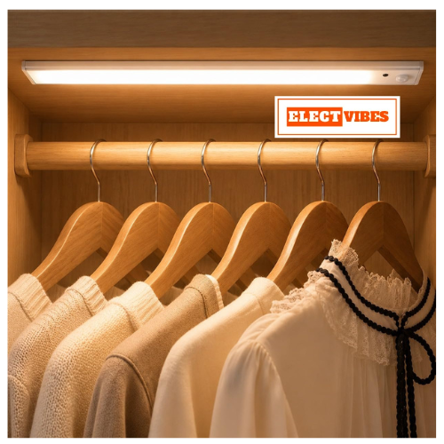 ELECTVIBES 40CM Rechargeable Motion Sensor LED Light – Wireless Under Cabinet Light with 3 Color Modes, 1200mAh Battery, Dimmable Stick-On Lamp for Kitchen, Wardrobe & Bedroom, White Plastic (PACK OF 1) - Image 4