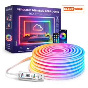 ELECTVIBES Premium Smart SMD Rope Light 5M with App & Remote Control, Music Sync RGB LED Light, 16 Million Colors, Luxury Ambient Lighting, Flexible Mood Light for Gaming Room, Bedroom, TV Backlight (PACK OF 1)