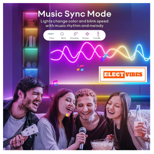 ELECTVIBES Premium Smart SMD Rope Light 5M with App & Remote Control, Music Sync RGB LED Light, 16 Million Colors, Luxury Ambient Lighting, Flexible Mood Light for Gaming Room, Bedroom, TV Backlight (PACK OF 1) - Image 2
