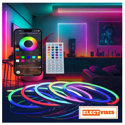 ELECTVIBES Premium Smart SMD Rope Light 5M with App & Remote Control, Music Sync RGB LED Light, 16 Million Colors, Luxury Ambient Lighting, Flexible Mood Light for Gaming Room, Bedroom, TV Backlight (PACK OF 1) - Image 9