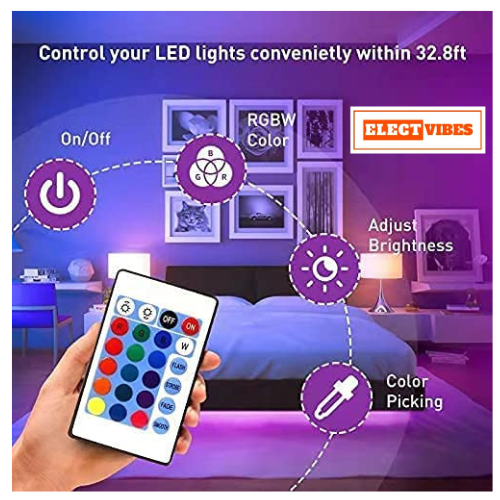 ELECTVIBES 5 Meter 3 Colour LED Strip Light with Adapter, Red Green Blue LEDs Strip, 300 LEDs Decorative Light with 16 Mode Remote for Home, Shop, Party, Festival & Wall Décor (PACK OF 1) - Image 9