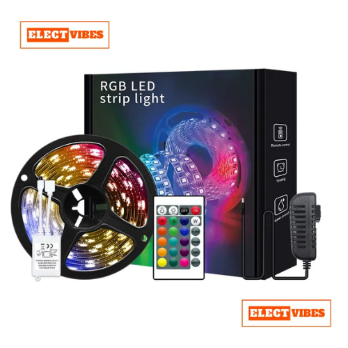 ELECTVIBES 5 Meter 3 Colour LED Strip Light with Adapter, Red Green Blue LEDs Strip, 300 LEDs Decorative Light with 16 Mode Remote for Home, Shop, Party, Festival & Wall Décor (PACK OF 1) - Image 10