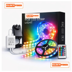 ELECTVIBES 5 Meter 3 Colour LED Strip Light with Adapter, Red Green Blue LEDs Strip, 300 LEDs Decorative Light with 16 Mode Remote for Home, Shop, Party, Festival & Wall Décor (PACK OF 1)