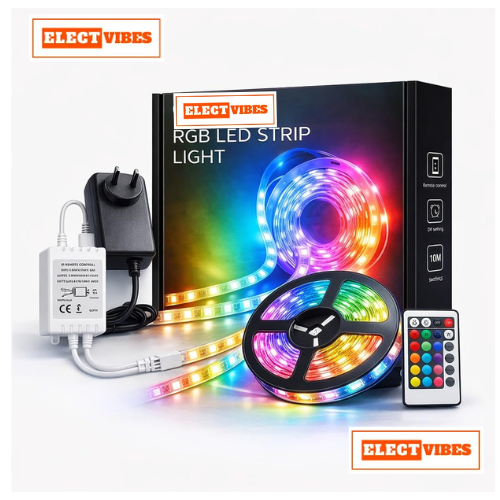 ELECTVIBES 5 Meter 3 Colour LED Strip Light with Adapter, Red Green Blue LEDs Strip, 300 LEDs Decorative Light with 16 Mode Remote for Home, Shop, Party, Festival & Wall Décor (PACK OF 1)